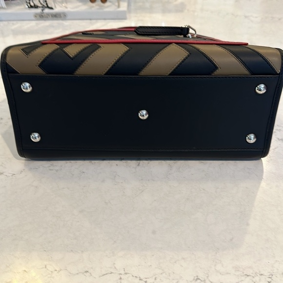 Rare Authentic Fendi brown and red monogram leather satchel bag - Picture 13 of 13